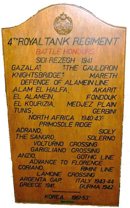 4th Royal Tank Regiment Battle Honours
