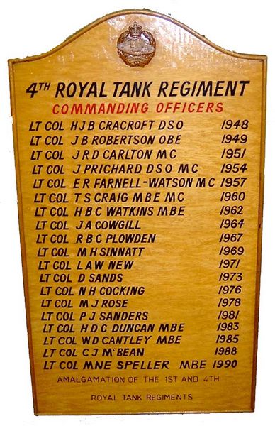 4th Royal Tank Regiment Commanding Officers