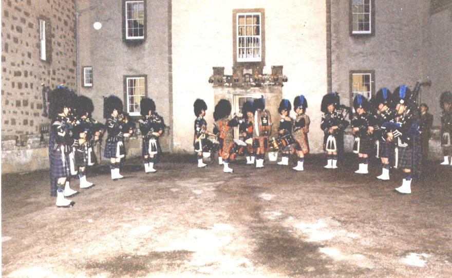 The Pipes and Drums at Kilravock Castle