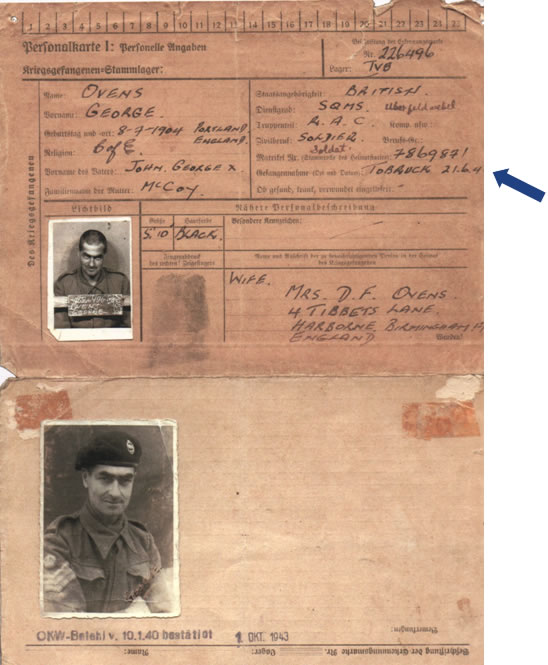 German POW card