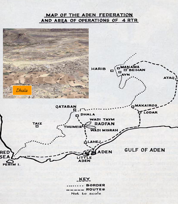 Map of the Aden Federation and Area of Operations of 4RTR