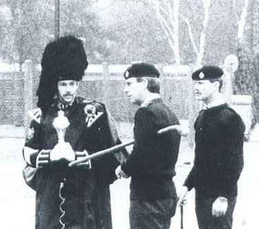 Drum Major Macbeth was welcomed by the CO and RSM King